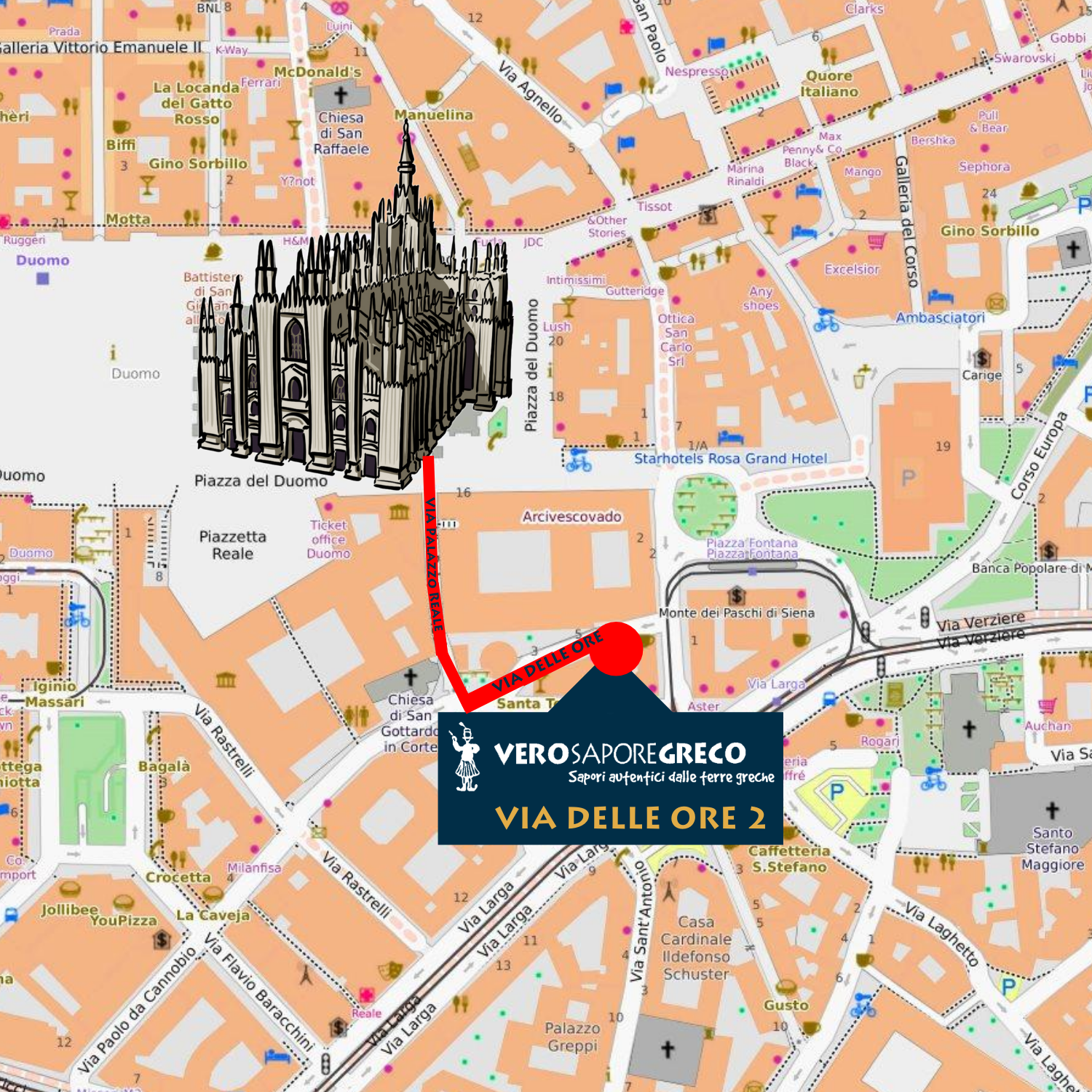 mappa centro milano-vero sapore greco