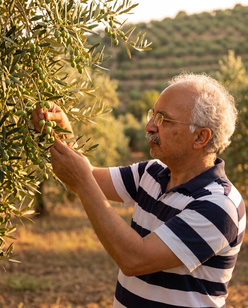 Le sue mani, la nostra storia, raccolta manuale delle olive Salvaras